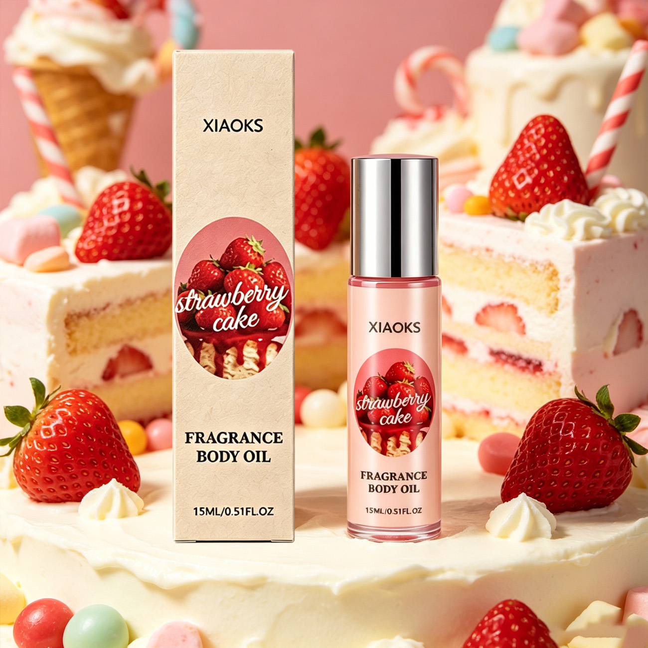On Perfume & Fragrance Kota Bogor - 1 Flasche Erdbeer-Kuchen Roll-On-Parfüm – Bezaubernder